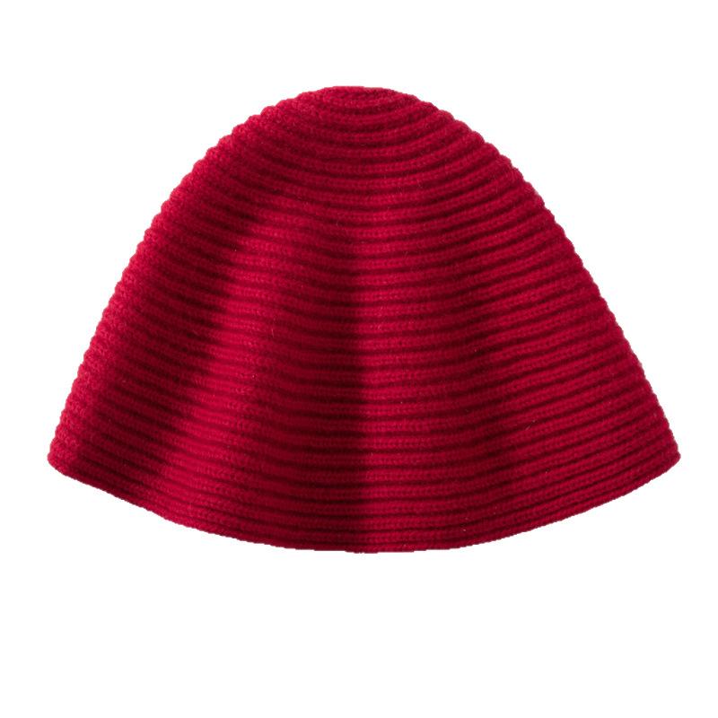 Autumn and Winter Cashmere Hat Women's Thickened Bucket Hat Showing Face Small Bucket Hat Versatile Wool Knitted Basin Hat