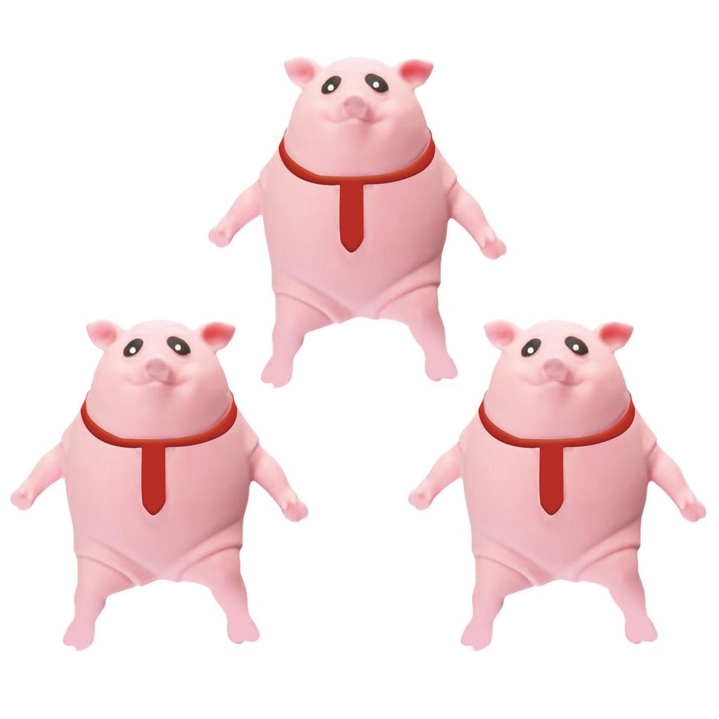 3pcs Squeeze Pig Stress Relief Toy Soft Elastic Pink Pig Stretchy Sensory Toy for Anxiety Management Fun Entertainment