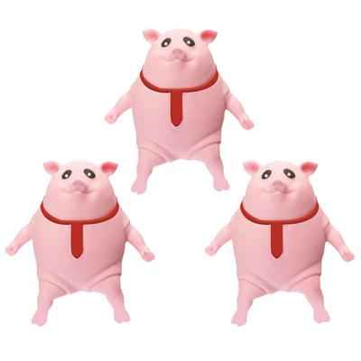 3pcs Squeeze Pig Stress Relief Toy Soft Elastic Pink Pig Stretchy Sensory Toy for Anxiety Management Fun Entertainment