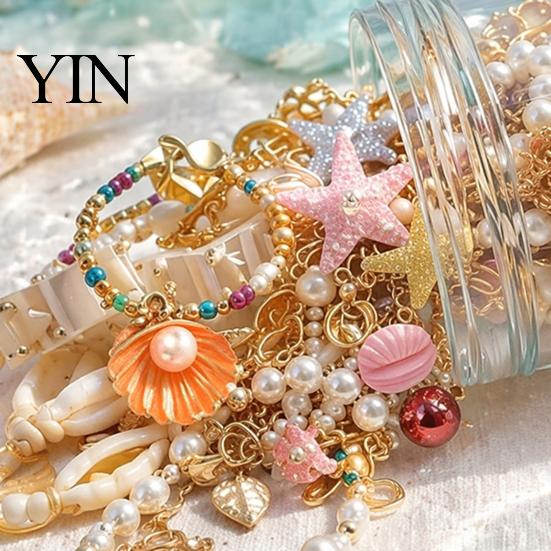 Random Jewelry Selection Mystery Jar for Women, Mixed Set with Necklace Vintage Assortment Earrings Ring Bracelet Brooch, Coastal Gift Family Friends