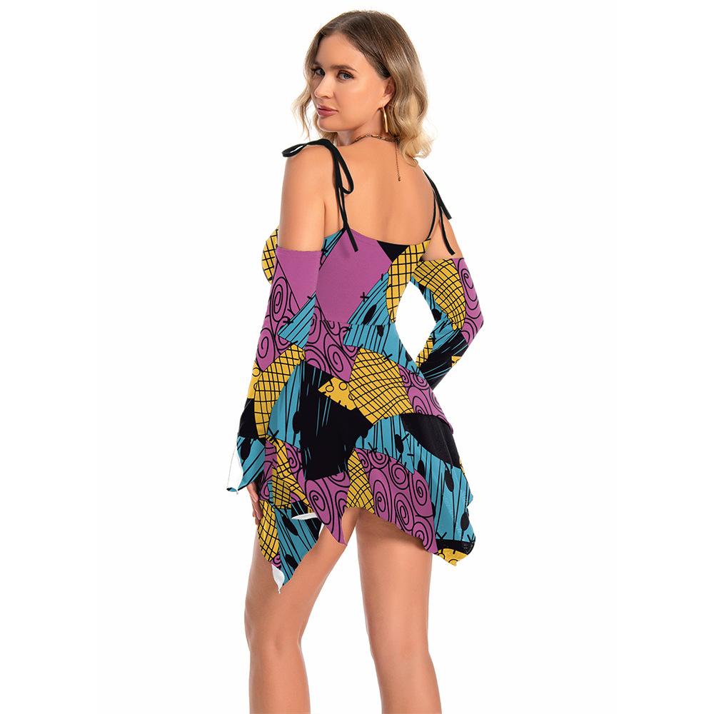 Adult Women Digital Printing Dress Halloween Cosplay Costumes School Stage Drama Show Performance Role Play Outfits