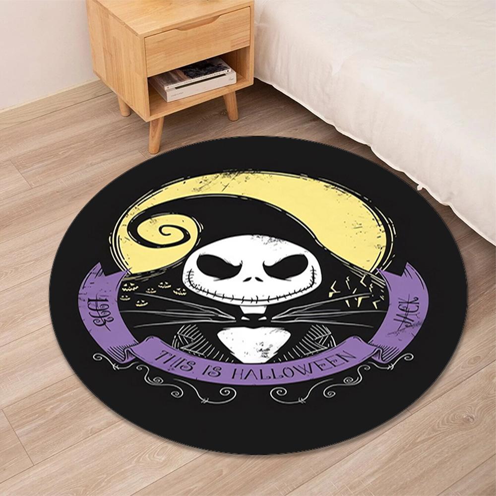 The Nightmare Before Christmas Printed Round Rug Carpet Chair Rug Area Rug Entryway Doormats,for Office Chair Living Room Bedroom Kitchen Room.