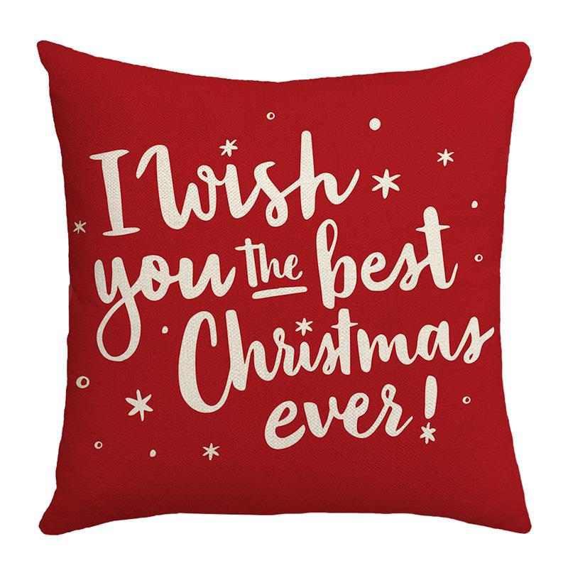 Red Christmas Pillow Cover Polyester Letter Print Home Sofa Pillow Cover Cushion