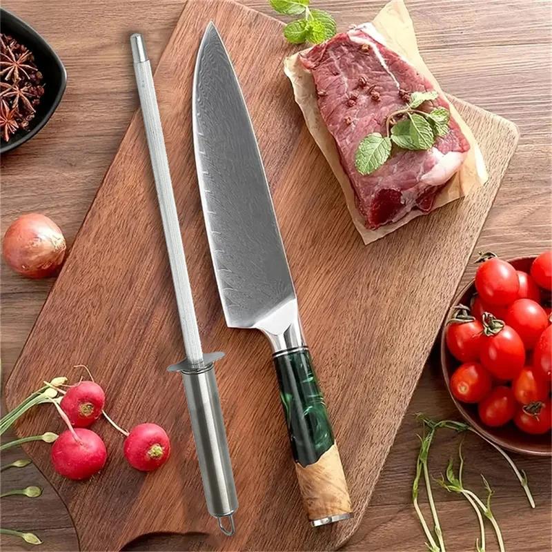 11-Inch Stainless Steel Knife Sharpening Rod Honing Steel Kitchen Tool For Durable Blade Maintenance And Polish