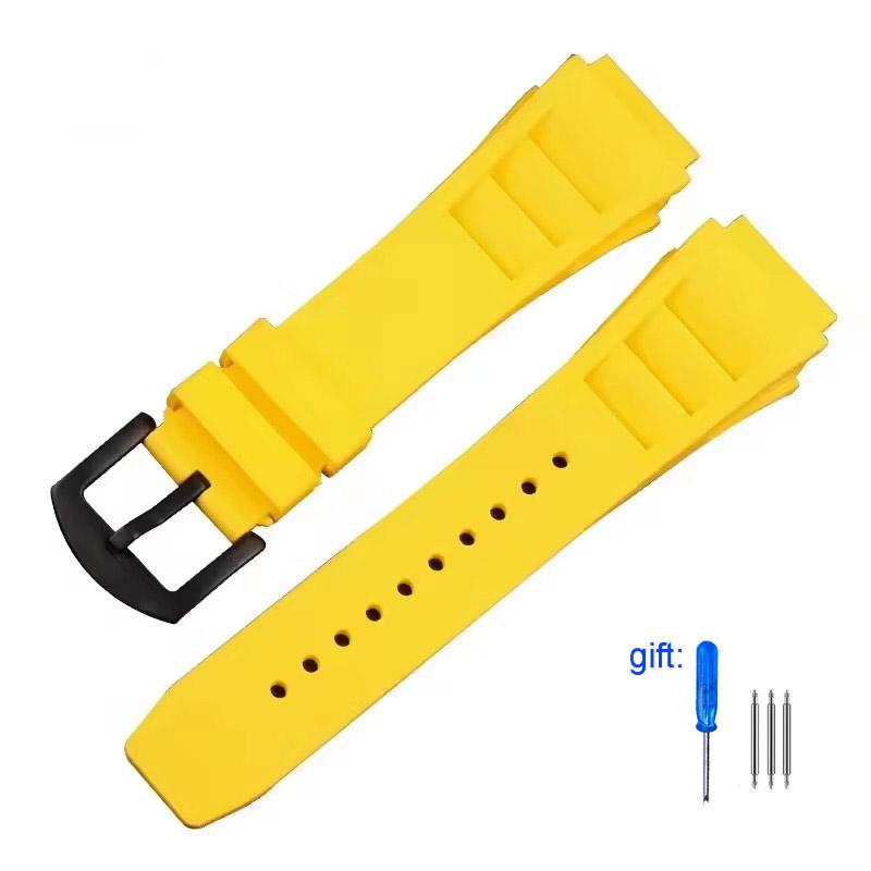 Green Red Black Gray Blue Fresh ear style Rubber Watchband For Richard Mille strap for RM011 Mille Bracelet Watch Band 25mm New