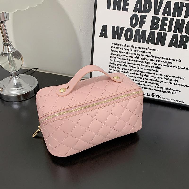 Neue hochwertige PU-Make-up-Tasche, modische und einfache gesteppte Kissen-Handtasche zur Handaufbewahrung, große Kapazität, Kulturtasche