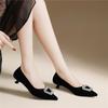 Temperament commuter high heels light luxury rhinestone pointed spring new foreign style versatile inner height increase shallow mouth single shoes