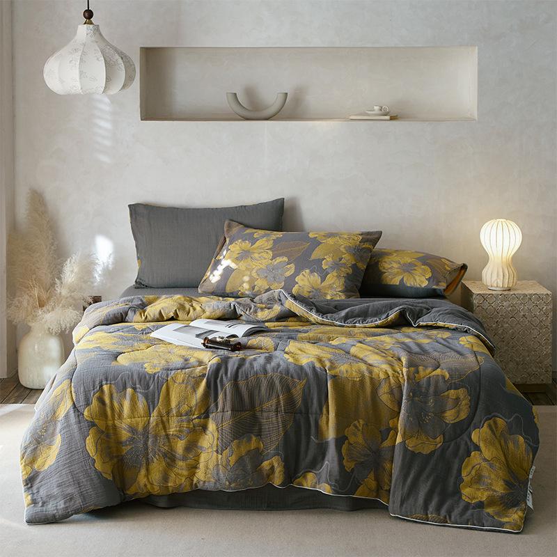 2026 A-Class Cotton Double Layer Jacquard Summer Quilt 4-Piece Set - Breathable, Non-Stuffy, Machine Washable Bedding