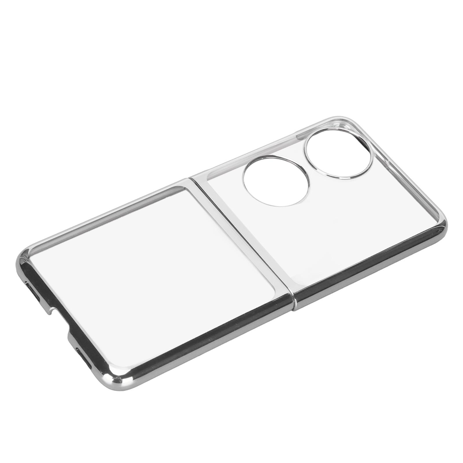 

Folding Mobile Phone Protective Case Electroplated PC Phone Cover for Huawei P50 Pocket Mobile серебряный