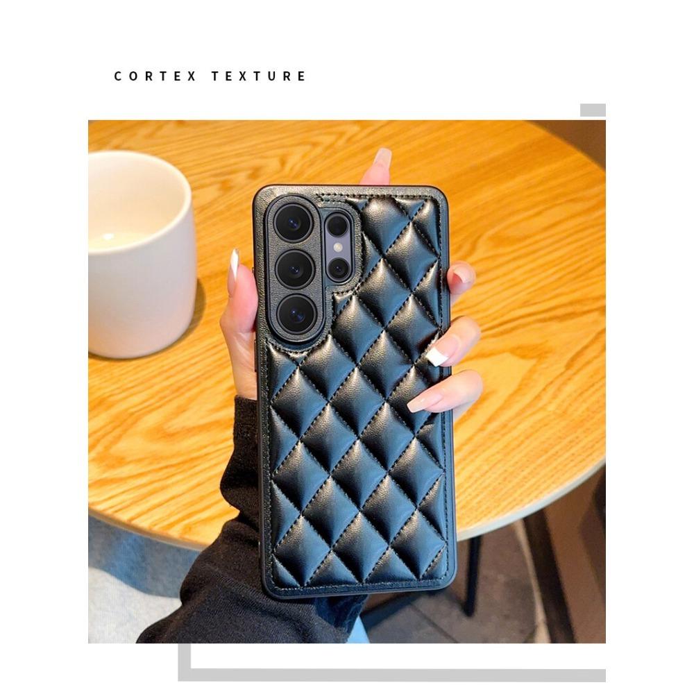 Fashion Small Fragrance Lambskin Leather Phone Case For Samsung Galaxy S26 Ultra S25 S24 Plus Luxury Shockproof Protective Cover