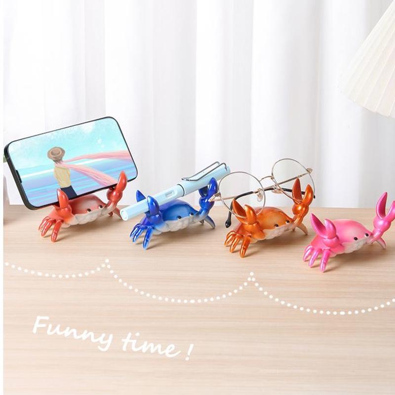 Crab Pen Holder Funny Weightlifting Crab Pen Stand Creative Cute Storage Rack for Single Storage Office Desktop Ornament Gifts