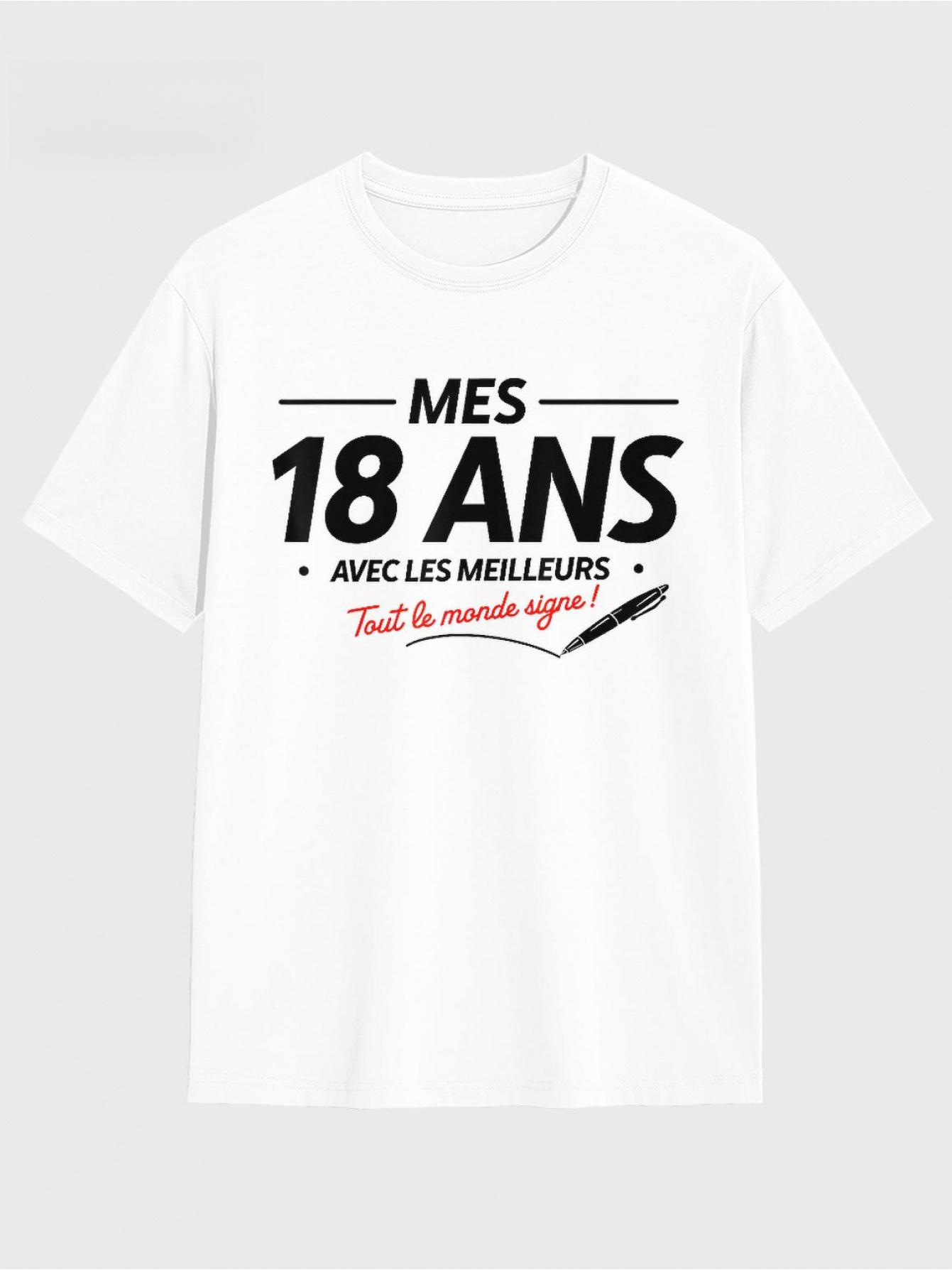 18th Birthday or 18th French Text T-shirt - Fun 2007 Retro Design, Casual Short Sleeve T-shirt for 18th Birthday Party Costum... S разноцветный