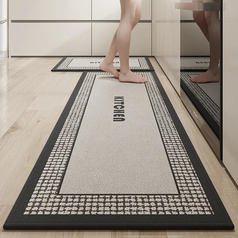 Kitchen Non-slip Mat Long Rugs Water-absorbent Oil-absorbent Dirt-resistant Foot Mats Indoor Balcony Door Mats Home Decoration