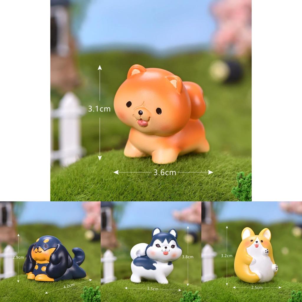 Entzückende Pomeranian-Hundefigur aus Kunstharz, perfekt für Miniaturgärten und Terrarien