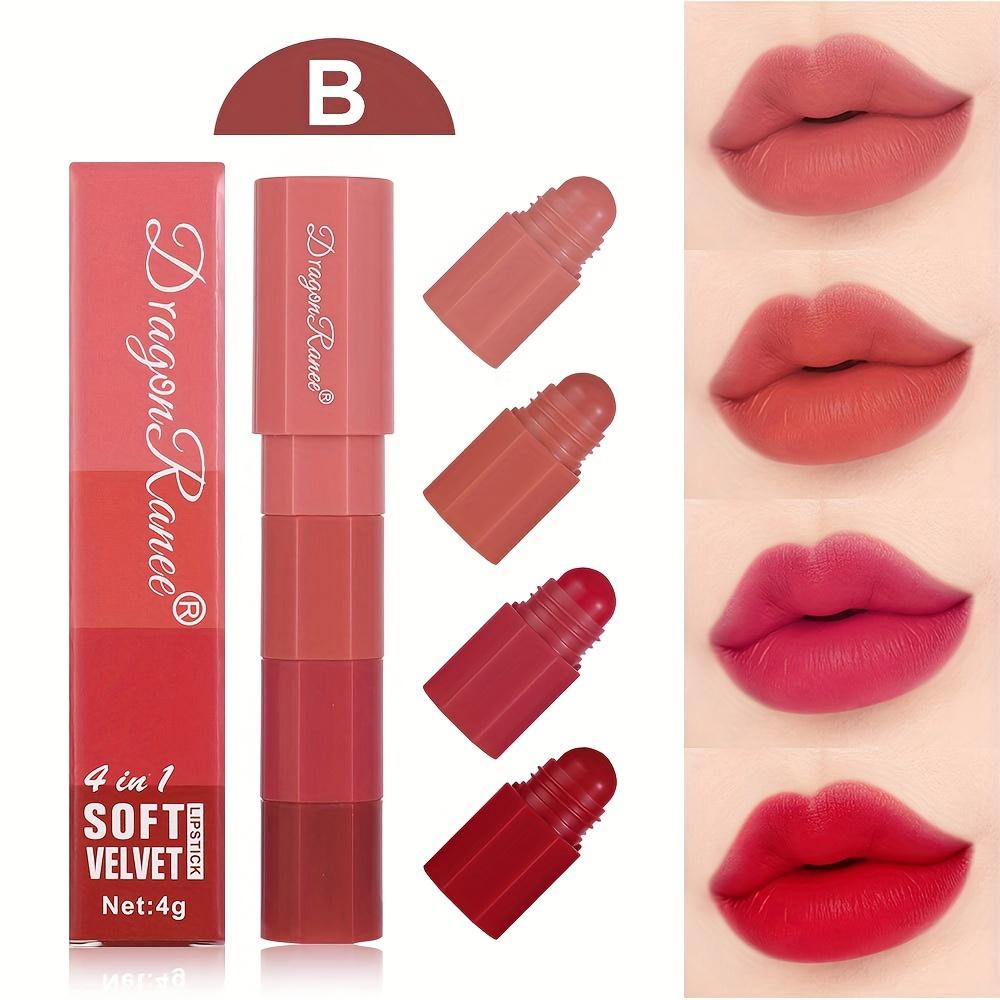2pcs Mini Velvet Matte Lipstick Set 4-in-1 Long-Lasting & Moisturizing Lip Stain Smudge-proof Effortless Application Ultra-Portable Lip Gloss