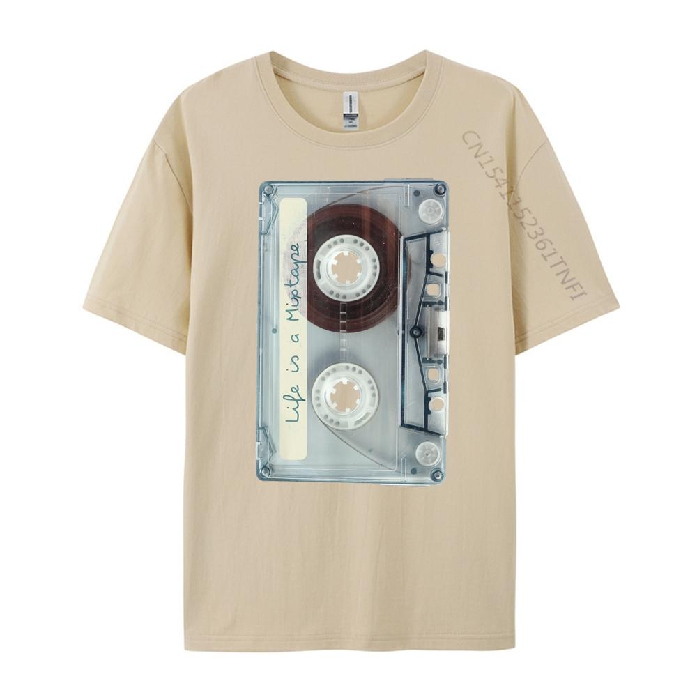Life Is A Mixtape Old School Tape Cassette Printed T-Shirt Male T-Shirt Graphic Cotton Short Sleeve