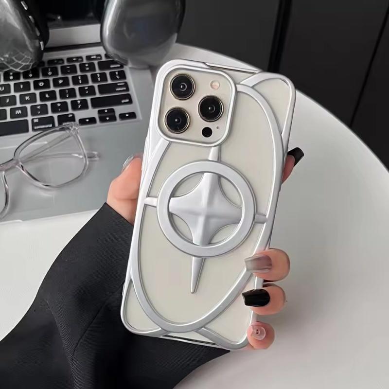3D Plating Star Hollow Magnetic For Magsafe Case for iPhone 16 15 14 13 12 11 Pro Max Plus Dissipate Heat Cool Shockproof Cover