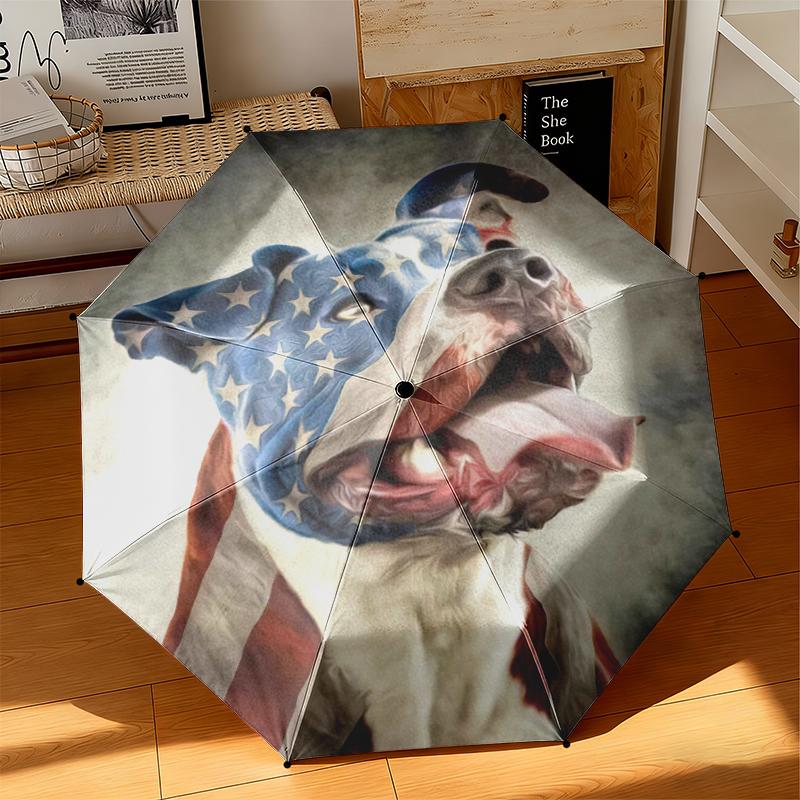 1pc American flag patriotic pet Umbrella Portable Folding Umbrella Iron Frame Hole Bone Structure Outdoor Home Umbrella
