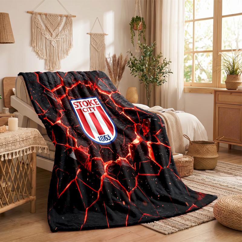 Stoke City Football Print Flannel Blanket Soft Warm Sofa Bed Throw Blanket For Home Office Bedroom