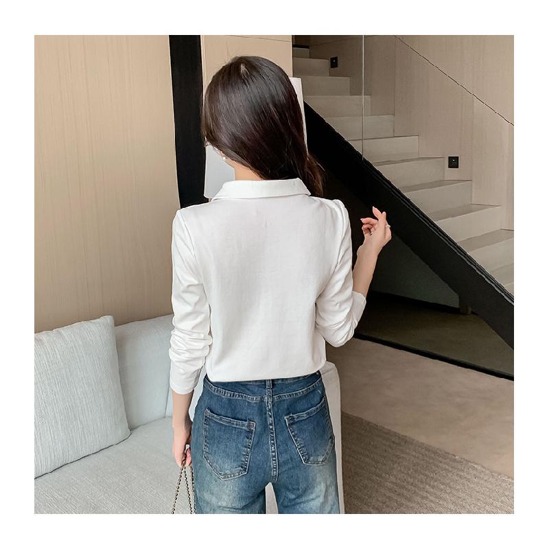 POLO shirt, spring and autumn 2026 new model, base shirt with bow embroidery, women's slim-fit t-shirt