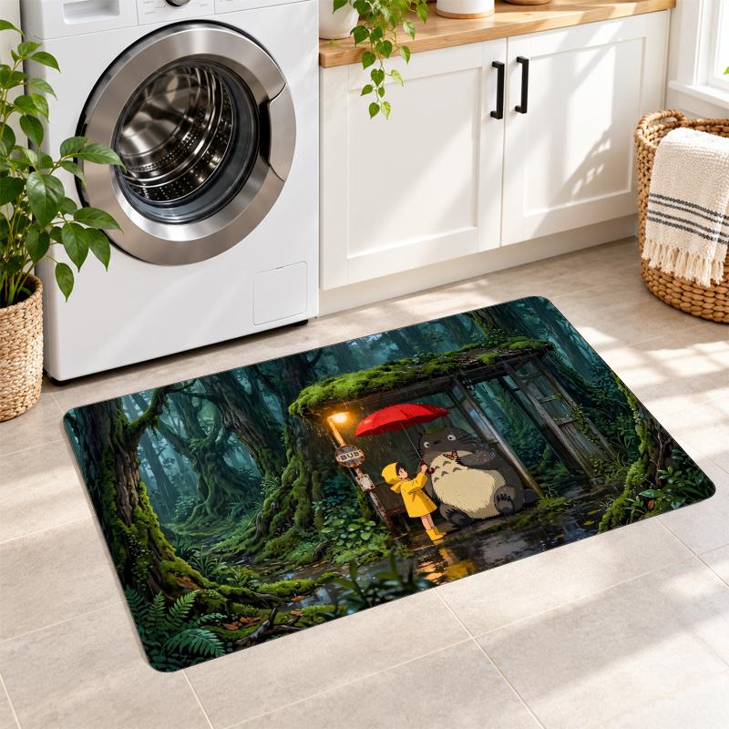 Flannel Kitchen Mat My Neighbor Totoro Soft Area Rug Non Slip Floor Carpet Home Decoration