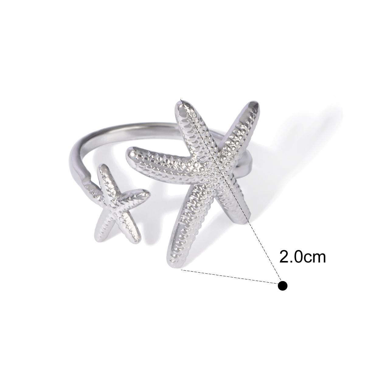 Yori Stainless Steel 18K Gold PVD Plated Ocean Starfish Asymmetrical Ring for Women Vacation Daily Jewelry Accessory 2025
