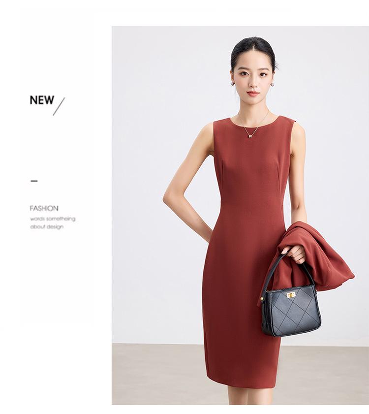 Women's 2025 Sleeveless Slim Fit Mid-Length Professional Dress