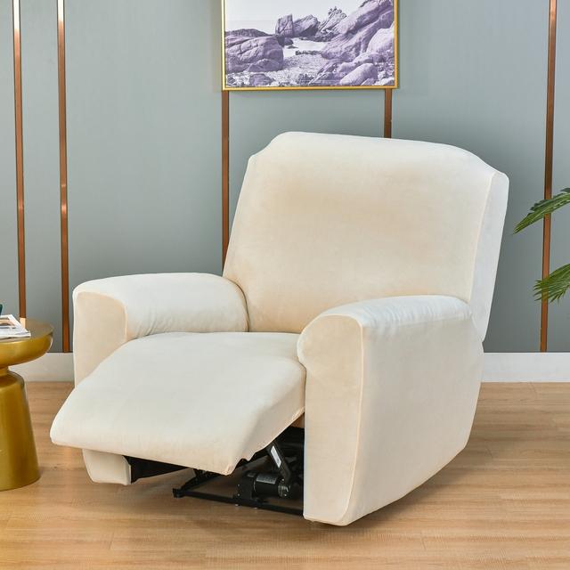 

Сплошной цвет, мягкий бархатный эластичный чехол для кресла для ленивых мальчиков, чехлы для стульев, чехол для кресла с откидной спинкой для дома светло-бежевый