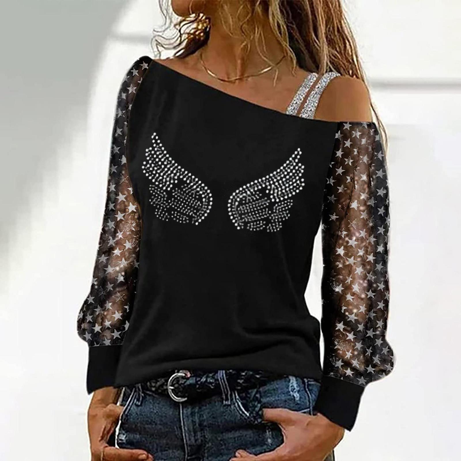 

Модный женский сексуальный сетчатый топ с дырявыми плечами, повседневный свободный пуловер с длинными рукавами XXL белый