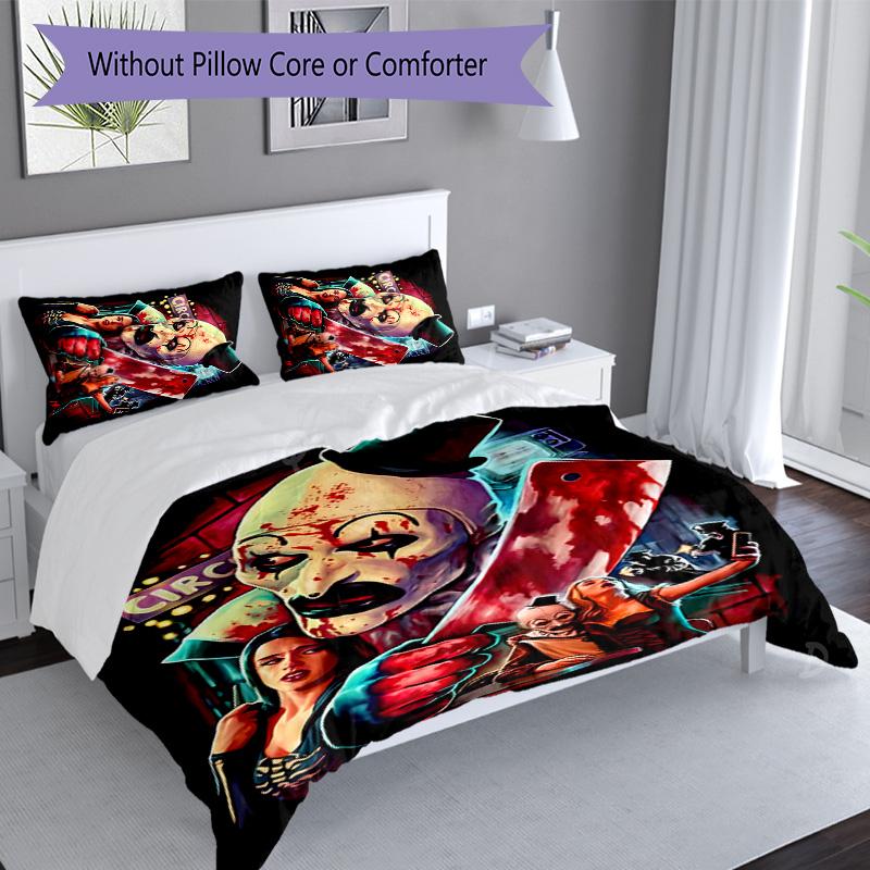 3pcs Art the Clown Terrifier1 pattern bedding set duvet cover set includes duvet cover &pillowcases, perfect all season bedroom decoration & gift