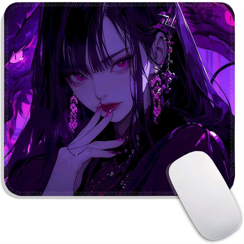 Standard Mouse Pad Purple Anime Grils Gamer Cabinet Small Gaming Mousepad Travel Mouse Mat Plymouth Non-Slip Office Mousemats