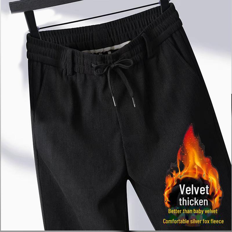 [Selected] 2024 Slim Straight Plus Velvet Casual Pants - Trendy Autumn & Winter Thickened Trousers