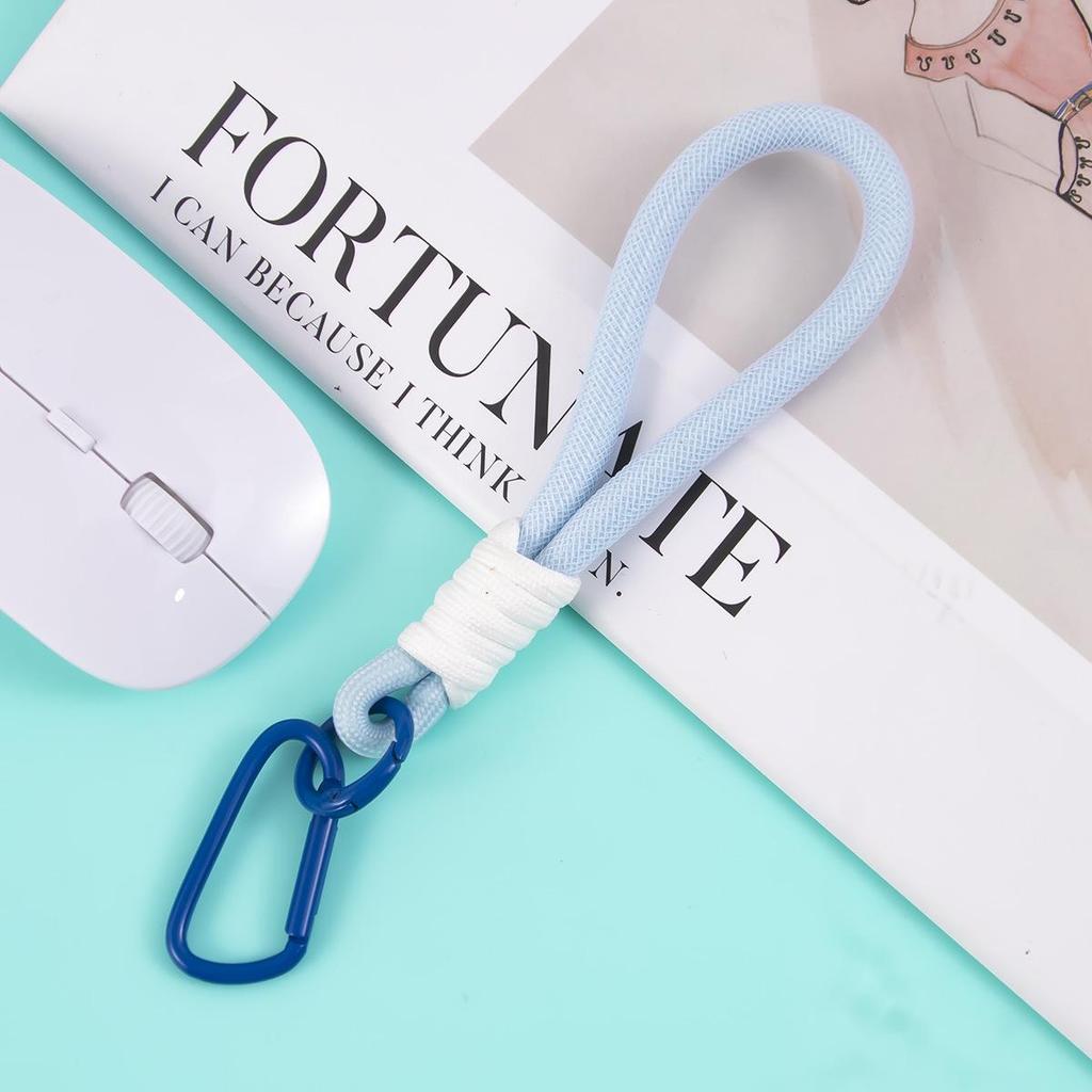 Colorful Mesh Short Lanyard with Braided Polyester Rope Keychain Pendant