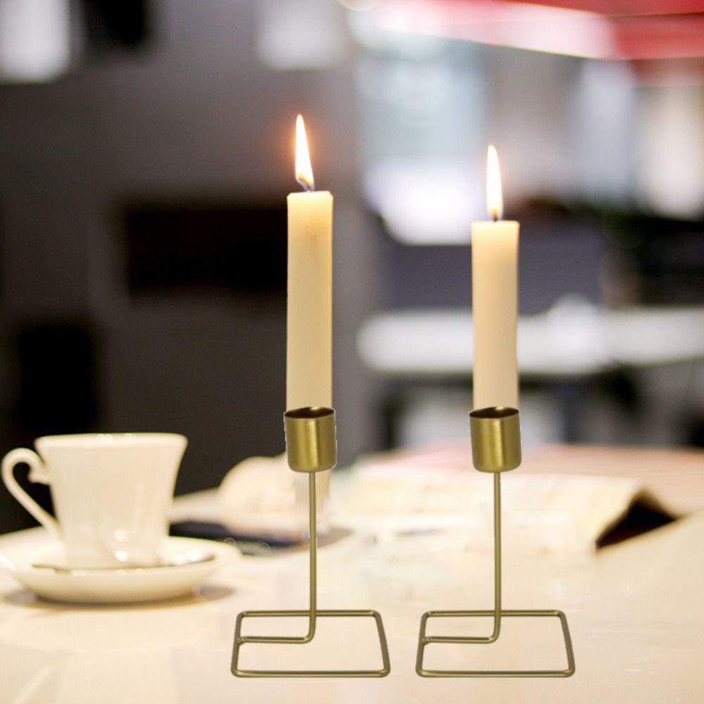 

Iron Art Metal Candlestick Geometric Single Head Candlestick Gold Candle Holders Wedding Round Base