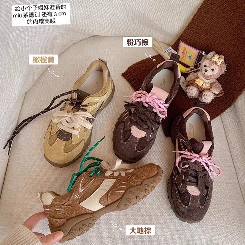 Su Yinyin of the same style~ Leather thick sole with an inner height of 5 cm, ballet shoes, sports shoes, Forrest Gump shoes, German training shoes