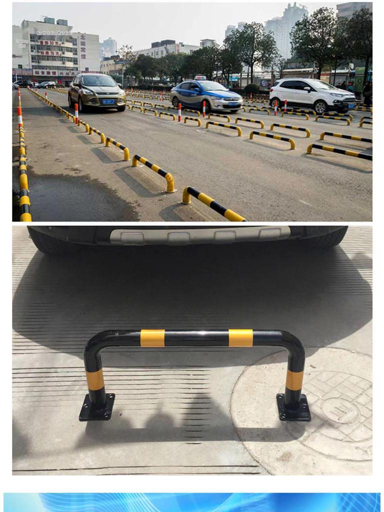 Thickened U-Shaped Anti-Collision Guardrail: Parking Lot Wheel Stop & Road Warning Post with Fire Hydrant Protection.