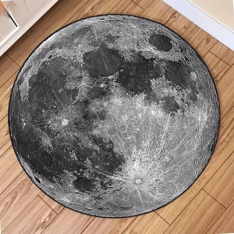 Fashion Moon Print Round Rug Non-Slip Wear-resistant Circle Carpet for Living Room Bedroom Soft Floor Mat Home Decor Beautiful