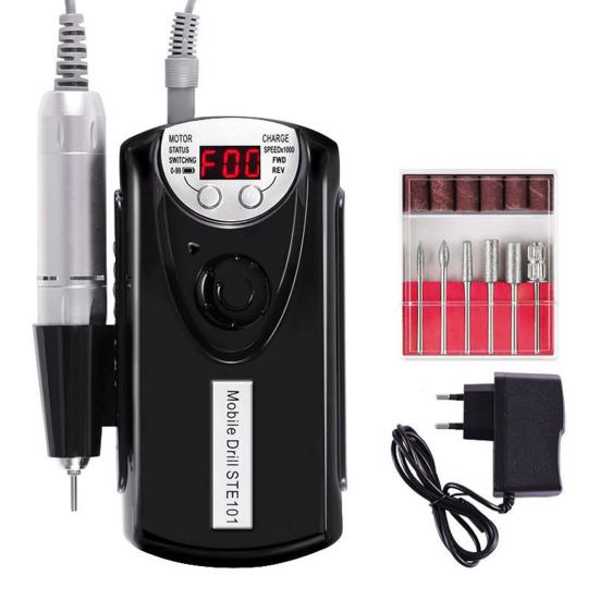 

1 набор маникюрных инструментов компактный нежный ABS уход за ногтями электрические пилки EU Plug чёрный