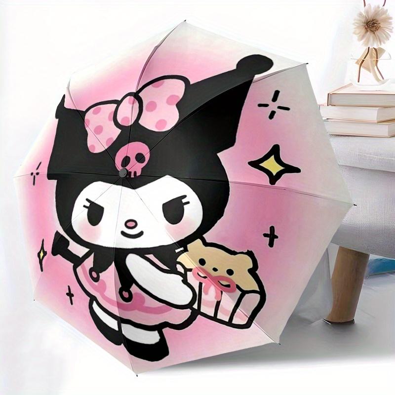 1pc Pink Kuromi Automatic 3-Fold Umbrella Design, Cute Cartoon Pattern, Portable Outdoor Umbrella, Perfect, Holiday Gift for Disney fans.V070