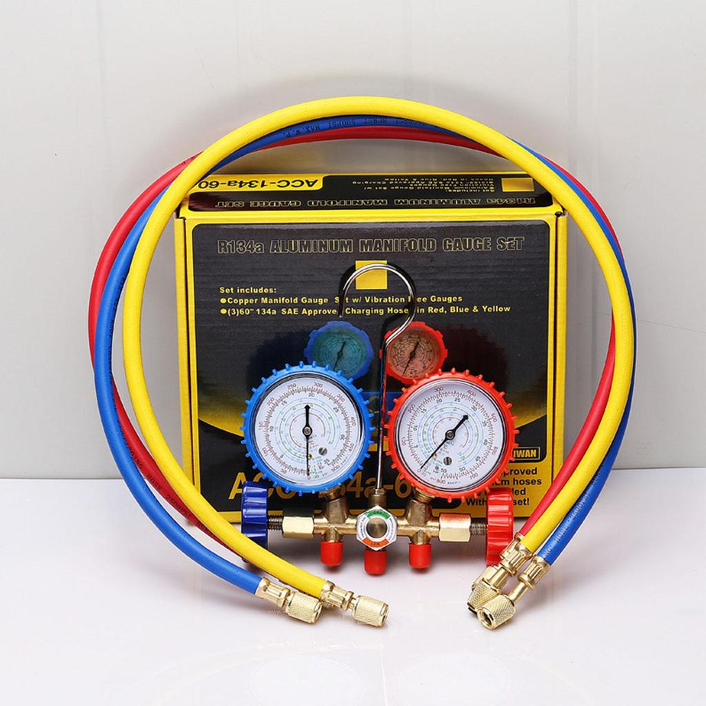 Air Condition AC Diagnostic Manifold Gauge Pressure Gauge Set Refrigerant Air Conditioning Tools With Hoses Hook
