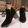 Fashion Autumn Suede Short Boots for Women Retro Pointed Head Thick High Heels Women's Ankle Boots Fashion Solid Side Zipper Botines