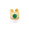 Stainless Steel Geometric Hollow Ring Hollow Pattern Colored Stone Ring Open Ring  For Women