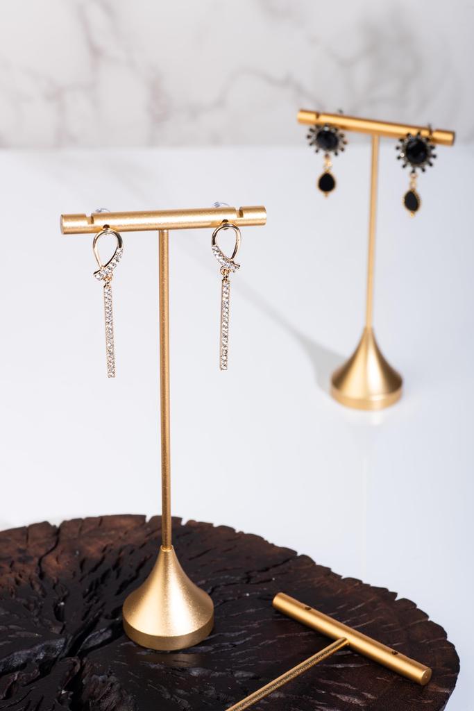 GISELA D Earring 4pcs Gold Earring Display Stand for Selling T Stand Retail Display Holder for T Bar Jewelry Organizer for Show Online for Photoshoot