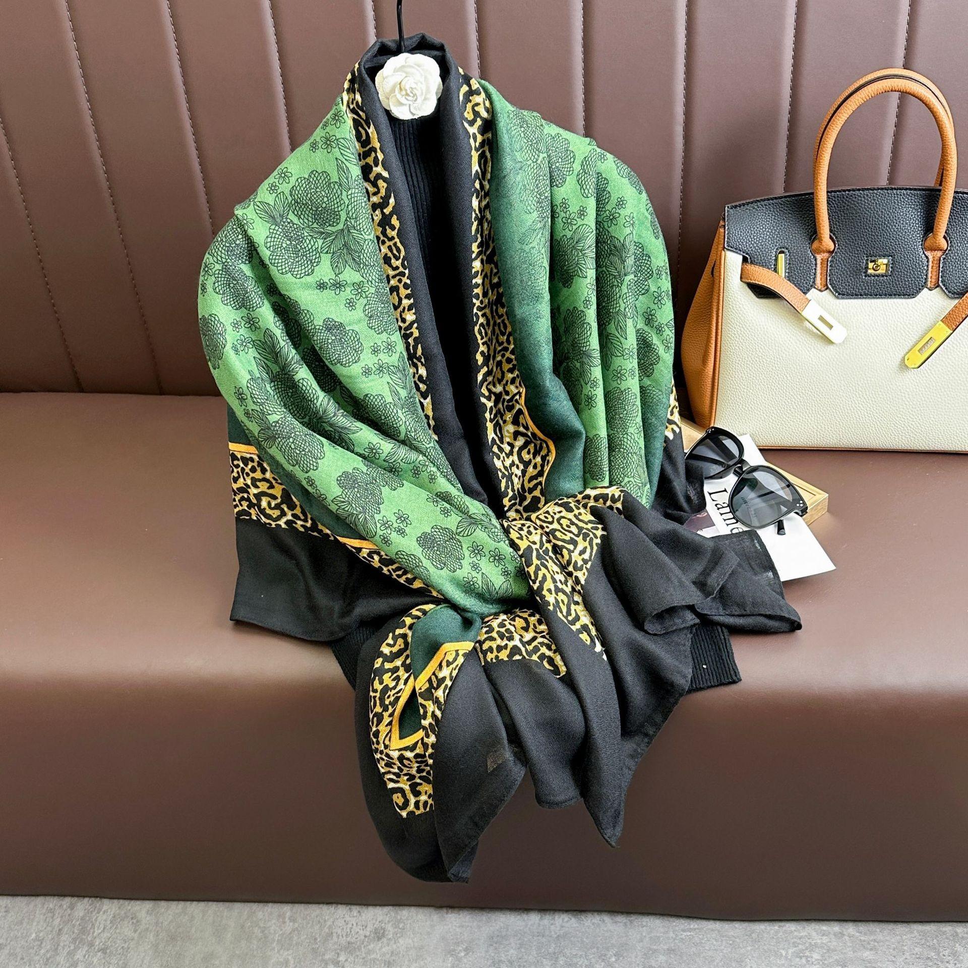 

The Four Seasons 185*72Cm Scarves Fashion Design Satin Finish Shawl Women Popular Print Warm Hijab Luxury Lrage Silk Scarf One Size