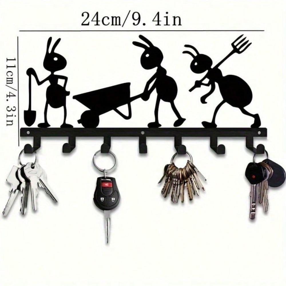 1pc Ant-Themed Metal Keychain - Modern Wall-Mounted Organizer, Effortlessly Holds Keys, Coats, And Hats | Durable Metal Hook Holder For Office
