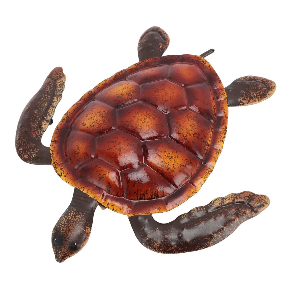 Turtle Wall Decor Vivid Lifelike Rust Proof Metal Sea Animal Statue Decoration for Party Patio Home Aquarium Red