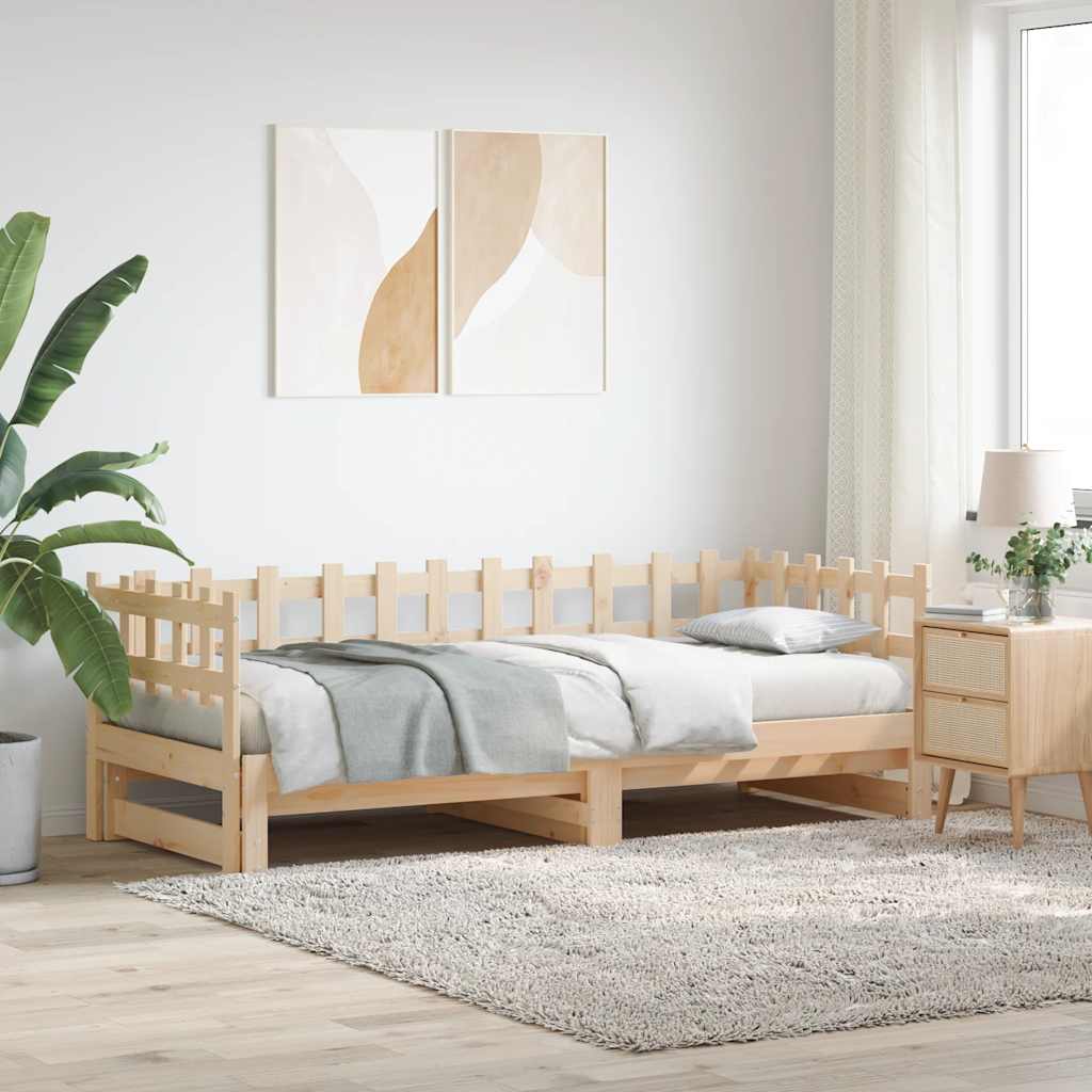 Extendable Daybed 2x (90x200) cm Solid Pine Wood