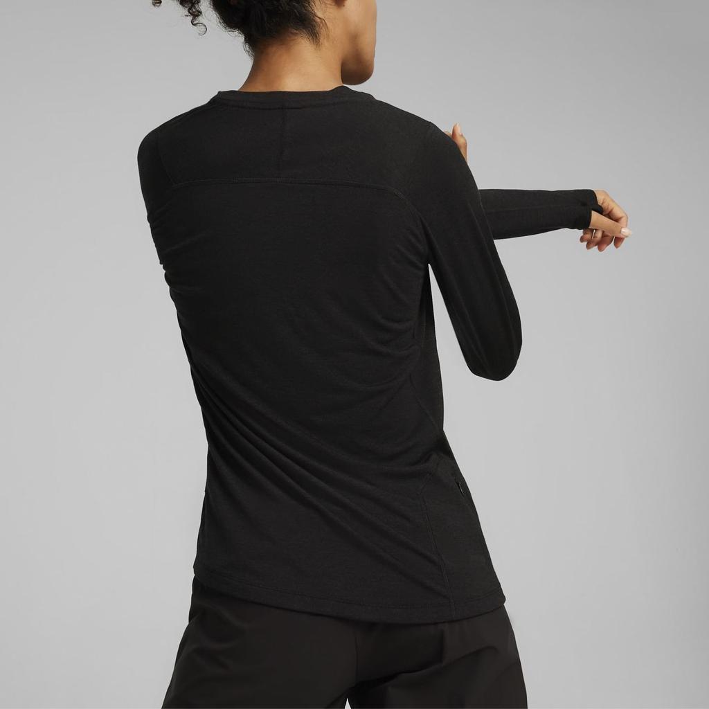 Puma Seasons Solid Color Casual Breathable Round Neck Long Sleeve T-Shirt Women Tops Black 524972-01