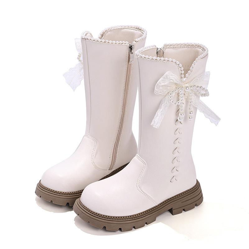 Girls boots 2025 winter new children's boots Girls older Martin boots super fire two cotton velvet high leather boots