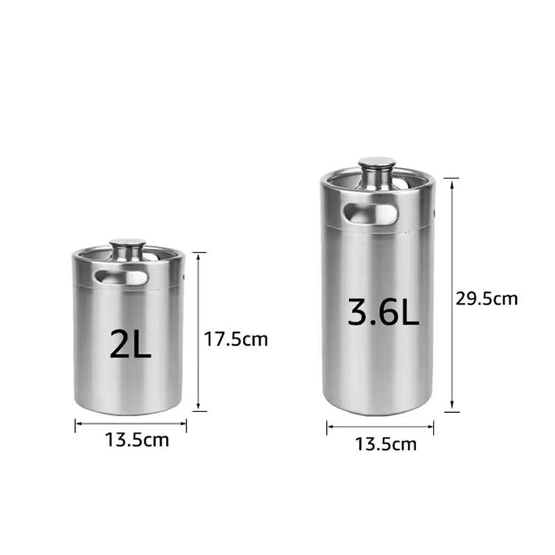 Nitro Cold Brew Coffee Barrel,Stout Beer Coffee Faucet Dispenser,Homebrew Nitrogen Beer Keg Tap Mini Growler Kit, 2L / 3.6L